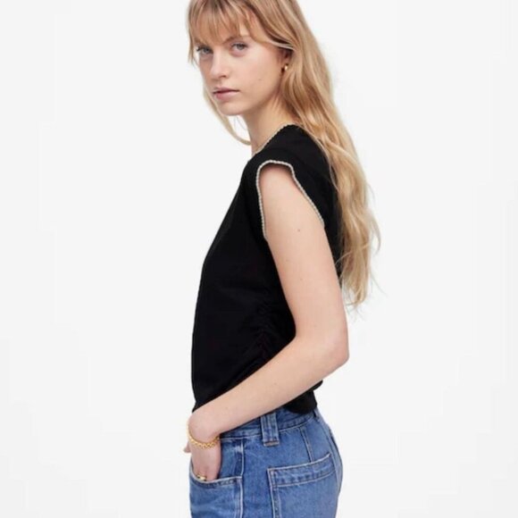 NWT Madewell Black Side-Cinch Muscle Tee - Size: Medium - Picture 12 of 13